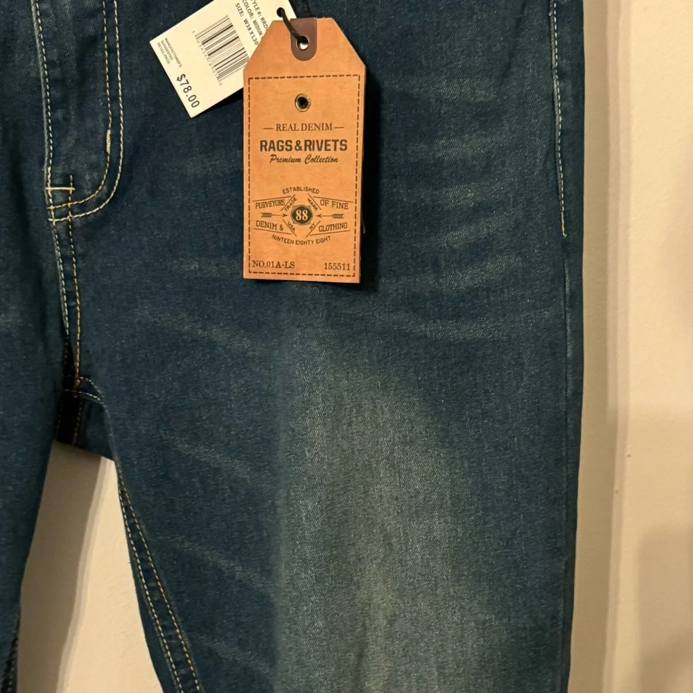 NWT Men Y2K era premium vintage-inspired jeans: Rags & Rivets collection. - Picture 8 of 14